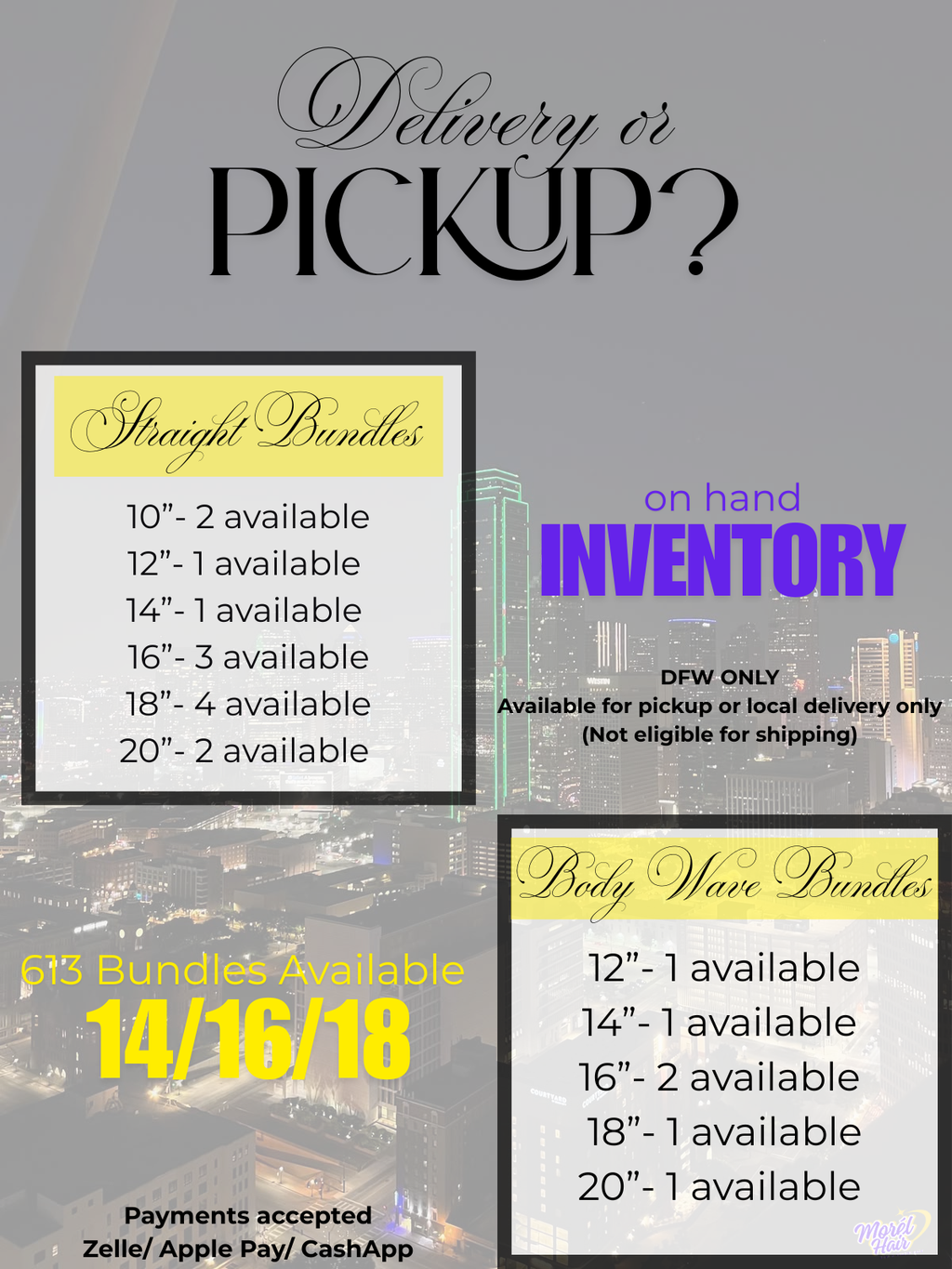 Pickup Virgin Hair Bundles (DFW ONLY)